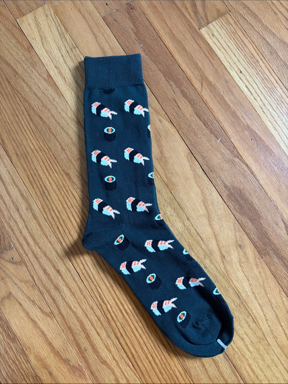 Men's Black Sushi Pattern Crew Socks